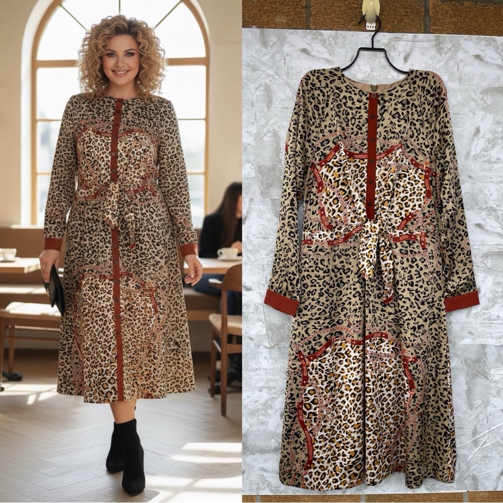 Sara Navon Scarf Print Chain Dress - Dark Academia Vibe size small